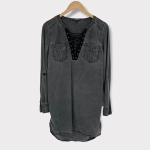 Express Black Acid Wash Tunic‎ Shirt Dress